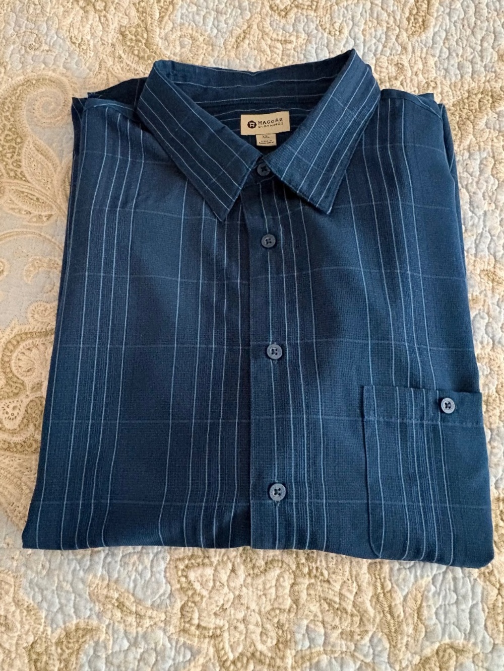Men's Blue Haggar Long Sleeve Shirt, Size XXL, Excellent Condition